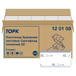 Полотенца бумажные лист. Торк ''Universal''(ZZ-сл)(H3) 1-слойные, 250л/пач., 23*23см, белые 120108