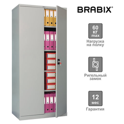 Шкаф металлический офисный BRABIX ''MK 18/91/46'', 1830х915х460 мм, 47 кг, 4 полки, разборный, 291136,