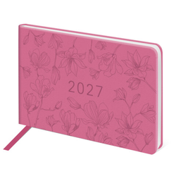 Еженедельник датированный 2027 МАЛЫЙ ФОРМАТ 105х160мм А6 BRAUBERG Imprint, тиснение, розовый, 118159