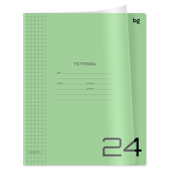 Тетрадь 24л., клетка BG ''UniTone. Green'', пластиковая прозрачная обложка Т5ск24_пл 12446