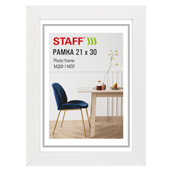 Рамка 21х30 см, небьющаяся, багет 30 мм, МДФ, STAFF ''Style'', белая, 391337