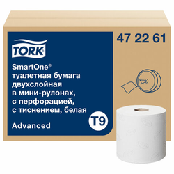 Бумага туалетная 118,2 м, Tellus/TORK (Система T9) SmartOne, ADVANCED, КОМПЛЕКТ 12 рулонов, 2-слойна