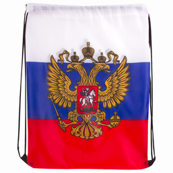 Сумка-мешок на завязках ''Триколор РФ'', с гербом РФ, 32х42 см, BRAUBERG/STAFF, 228328, RU37