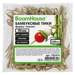 Шпажки-пики для канапе бамбуковые форма ''Узелок'' 9 см, 100 шт., BOOMHOUSE (БУМХАУС), 701974