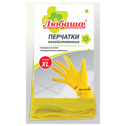 Перчатки МНОГОРАЗОВЫЕ латексные ЛЮБАША ''ЭКОНОМ'', хлопчатобумажное напыление, размер 9-10, XL (очень