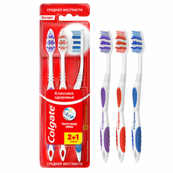 Зубная щетка НАБОР (2+1) COLGATE ''Классика здоровья'', средней жесткости, VN01318A