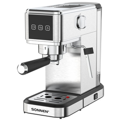 Кофеварка рожковая SONNEN CM-2033, ручной капучинатор, сенсор, 1 л, 1350 Вт, 19 бар, 457883