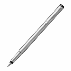 Ручка перьевая PARKER ''Vector Stainless Steel'', корпус серебристый, детали из нержавеющей стали, син