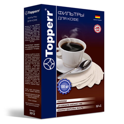Фильтр TOPPERR 4 для кофеварок, бумажный, отбеленный, 100 штук, 3012