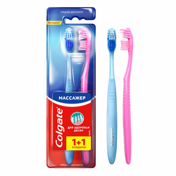 Зубная щетка НАБОР (1+1) COLGATE ''Массажер'', средней жесткости, FCN20845