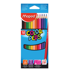 Карандаши цветные MAPED (Франция) ''Color'Peps Star'', 12 цветов, трехгранные, грифель 3 мм, натуральн