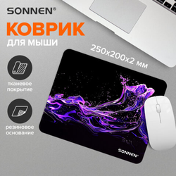Коврик для мыши SONNEN ''NEON SPLASH'' резина + ткань, 250х200х2 мм, 513957