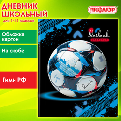 Дневник 1-11 класс 40 л., на скобе, ПИФАГОР, обложка картон, ''Футбол'', 107136