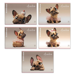 Альбом для рисования А4, 24 л., скоба, обложка картон, ERICH KRAUSE, 203х297 мм, ''Frenchie'' (микс в
