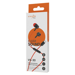 Наушники с микрофоном (гарнитура) VIXION PRO VS-30, проводные, 1,2 м, Type-C, красный, 03431, БП-000