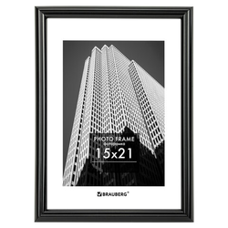 Рамка 15х21 см небьющаяся, багет 14 мм, пластик, BRAUBERG ''Original'', черная, 391228