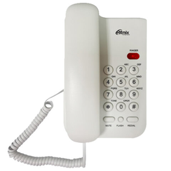 Телефон RITMIX RT-311 white, световая индикация звонка, тональный / импульсный режим, повтор, белый,
