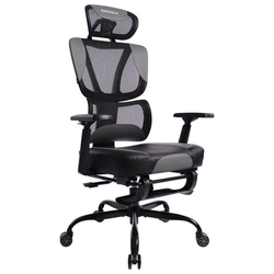 Кресло BRABIX PREMIUM ''Venom GM-530'', подножка, синхромеханизм, экокожа/сетка, черное/серое, 532951