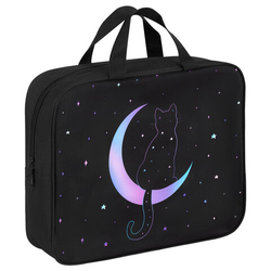 Папка на молнии с ручками BRAUBERG А4, 1 отделение, полиэстер, 80 мм, ''Night moon cat'', 274502