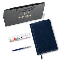 Ручка шариковая PARKER ''Jotter Plastic CT'', корпус синий, ежедневник А5 синий, пакет, 880896