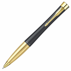 Ручка шариковая PARKER ''Urban Muted Black GT'', корпус черный, позолоченные детали, синяя, 2143640