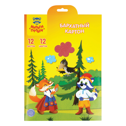 Картон бархатный А4, Мульти-Пульти, 12л., 12цв., ''Енот в волшебном мире'' КБ12А4_38721