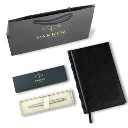 Ручка шариковая PARKER ''Jotter Core Stainless Steel CT'', ежедневник А5 черный, пакет, 880891