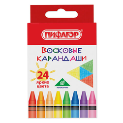 Восковые мелки ПИФАГОР ''СОЛНЫШКО'', НАБОР 24 цвета, 227281