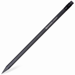 Карандаш чернографитный BRAUBERG, 1 шт., ''Black Jack'', НВ, с ластиком, черное дерево, корпус черный,