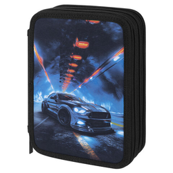Пенал BRAUBERG, 3 отделения, полиэстер, 21х14 см, ''Night race'', 274601