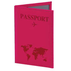 Обложка для паспорта ''Passport map'', экокожа soft-touch, малиновая, STAFF, 238761