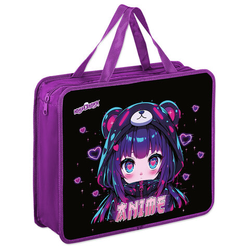 Папка на молнии с ручками ЮНЛАНДИЯ А4, 1 отделение, пластик, 80 мм, ''Anime fan'', 273362