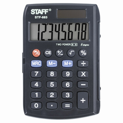 Калькулятор карманный STAFF STF-883 (95х62 мм), 8 разрядов, двойное питание, 250196
