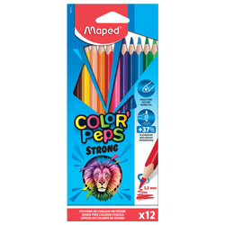 Карандаши цветные MAPED ''COLOR PEP'S Strong'', 12 цветов, трехгранные, грифель 3,2 мм, 862712
