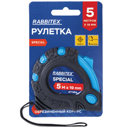 Рулетка измерительная 5 м х 19 мм, обрезиненный корпус, 3 фиксатора, RABBITEX (РАББИТЕКС) Special, 6