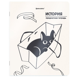 Тетрадь предметная КОТ-НЕПОСЕДА 48 л., пластиковая обложка, ИСТОРИЯ, клетка, подсказ, BRAUBERG, 4055