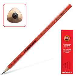 Карандаш чернографитный KOH-I-NOOR, 1 шт., ''Triograph'', B, трехгранный, без резинки, корпус красный,