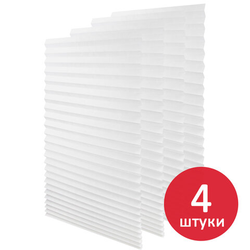 Жалюзи-плиссе, штора тканевая самоклеящаяся КОМПЛЕКТ 4 шт., BRABIX, 60х180 см, СТАНДАРТ, 60 г/м2, цв