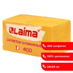 Салфетки бумажные 400 шт., 24х24 см, ''Big Pack'', жёлтые, 100% целлюлоза, LAIMA, 114726