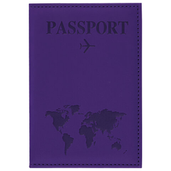 Обложка для паспорта ''Passport map'', экокожа soft-touch, фиолетовая, STAFF, 238762
