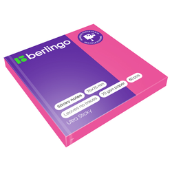 Самоклеящийся блок Berlingo ''Ultra Sticky'', 75*75мм, 80л., розовый неон LSn_39203
