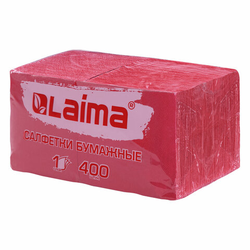 Салфетки бумажные 400 шт., 24х24 см, ''Big Pack'', красные, 100% целлюлоза, LAIMA, 114727