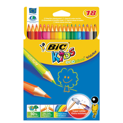 Карандаши цветные BIC ''Kids ECOlutions Evolution'', 18 цветов, пластиковые, заточенные, европодвес, 9