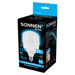 Лампа светодиодная SONNEN EXTRA, 30 (250) Вт, Е27, цилиндр, холодный белый, 30000 ч, LED Т100-30W-65