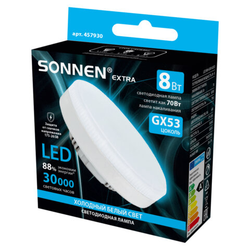 Лампа светодиодная SONNEN EXTRA, 8 (70) Вт, GX53, таблетка, холодный белый, 30000 ч, LED 8W-6500-GX5