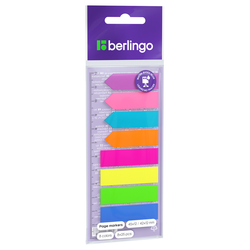 Флажки-закладки Berlingo, 45*12/42*12мм, 25л*8 неоновых цветов, с линейкой, европодвес LSz_45128