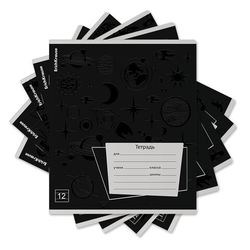 Тетрадь 12 л., линия, выборочный УФ-лак, ERICH KRAUSE, ''Black Pattern'' (микс в спайке), 60535