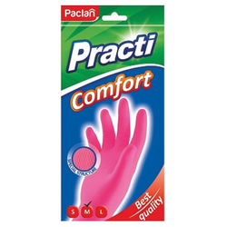 Перчатки МНОГОРАЗОВЫЕ латексные PACLAN ''Practi Comfort'', хлопчатобумажное напыление, размер 7,5-8, M