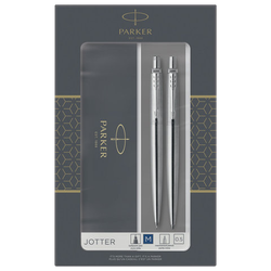 Набор PARKER ''Jotter Stainless Steel CT'': шариковая ручка синяя и механический карандаш, 2093256