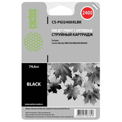 Картридж струйный CACTUS (CS-PGI2400XLВК) для CANON iB4040/MB5040/MB5340, черный, CS-PGI2400XLBK